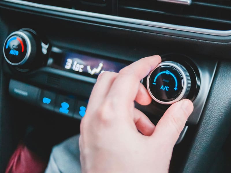 testing air conditioning in a car after repair