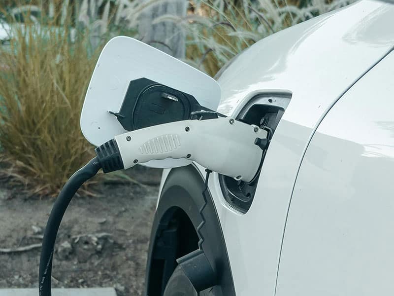 Electric car being charged